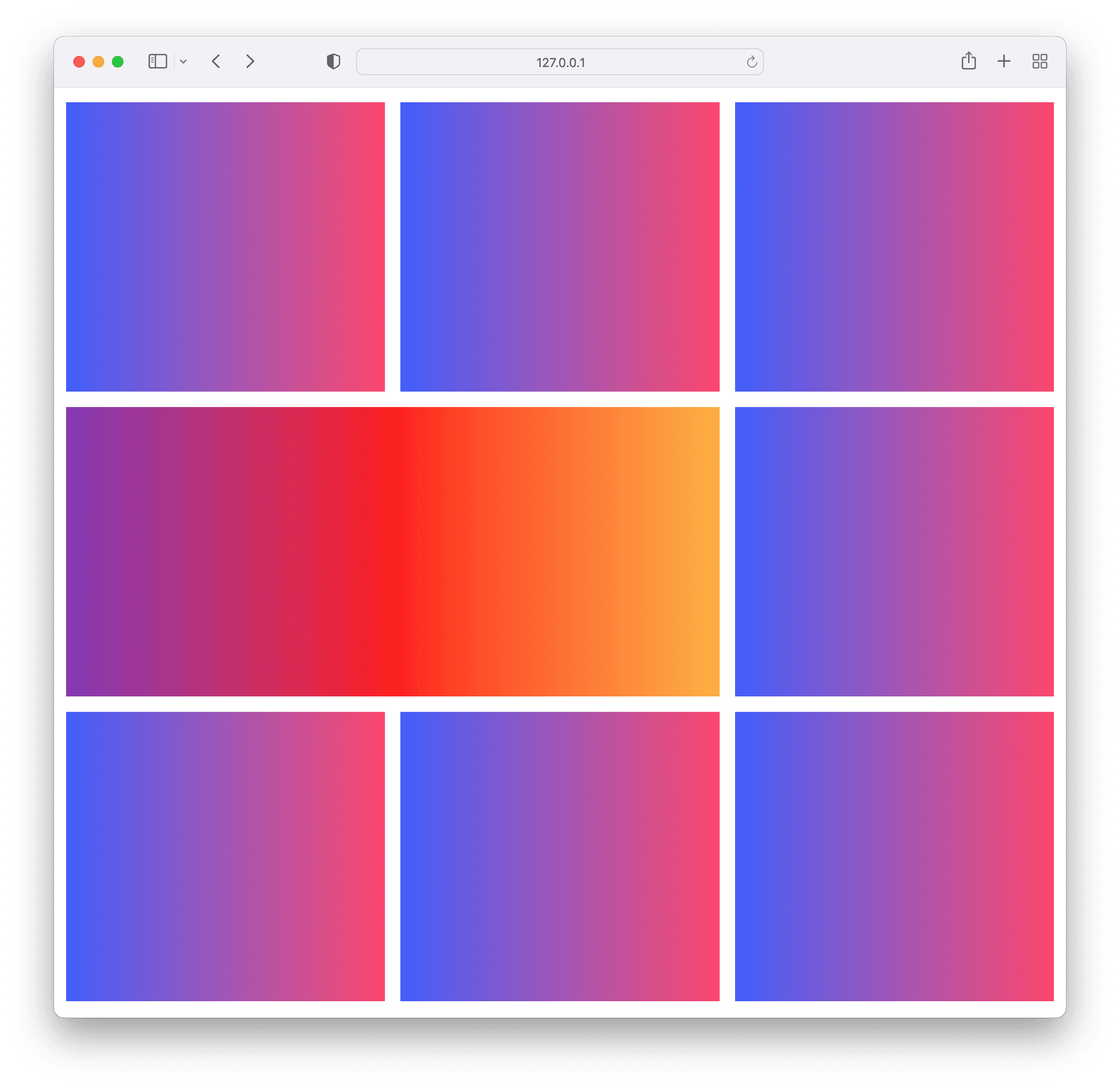 CSS grid with 8 cells, the fourth cell is spanning two columns